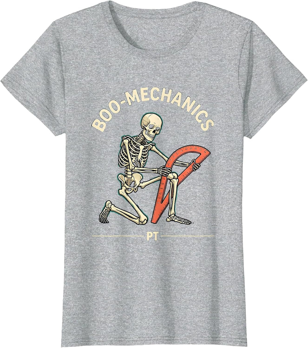 Boo-mechanics PT Funny Physical Therapist Halloween Workwear T-Shirt - Heather Grey