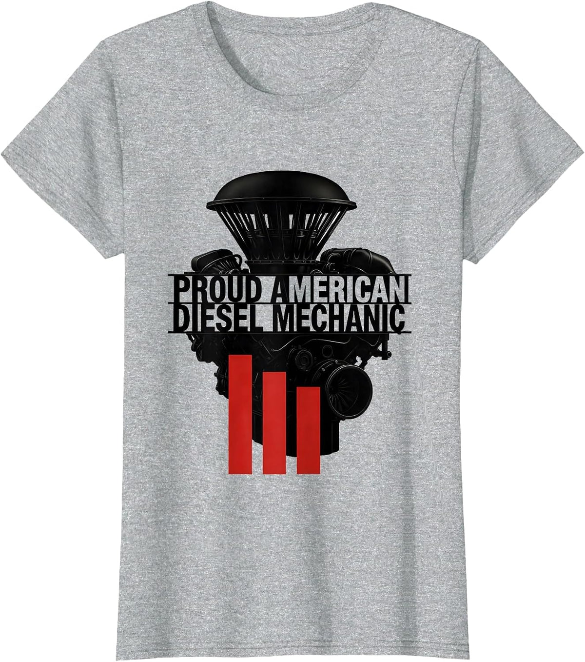 Proud American Diesel Mechanic Patriotic Mechanic USA Flag T-Shirt - Heather Grey