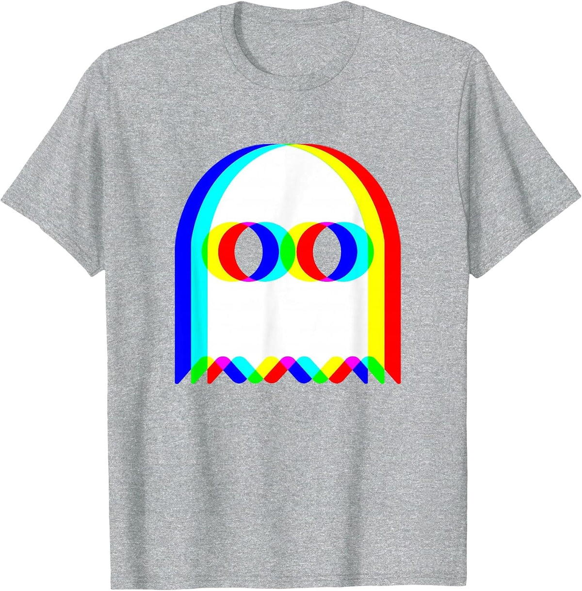 Funny Ghost Trippy Vaporwave Halloween Techno Rave EDM Party T-Shirt - Heather Grey
