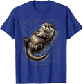 I Keep A Slow Pace Crosshatch Etching Otter Lover Nature T-Shirt - Royal Blue