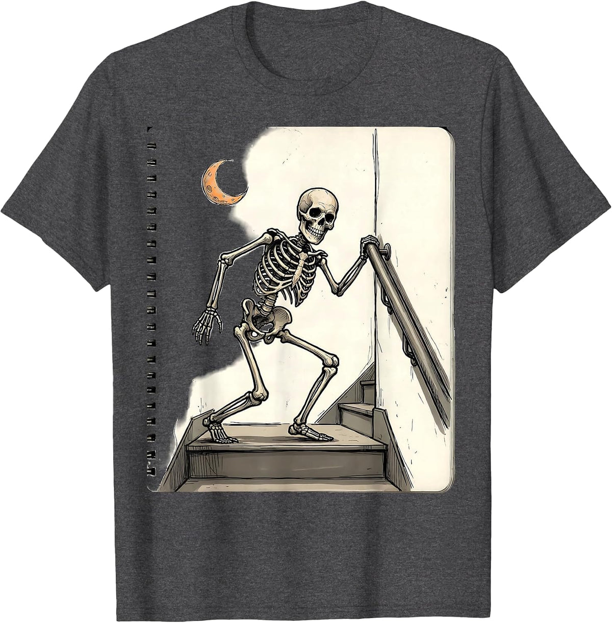 Skeleton Steps OT PT Halloween Trick Or Treatment Humor T-Shirt - Dark Heather Grey