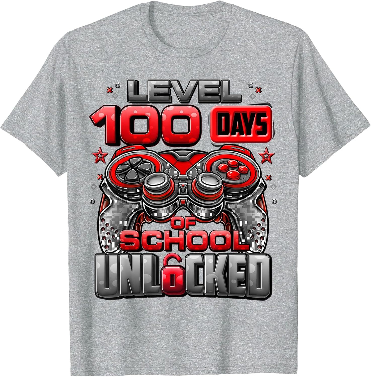 Level 100 Days of School Unlocked Boys 100th Day of School T-Shirt - Heather Grey