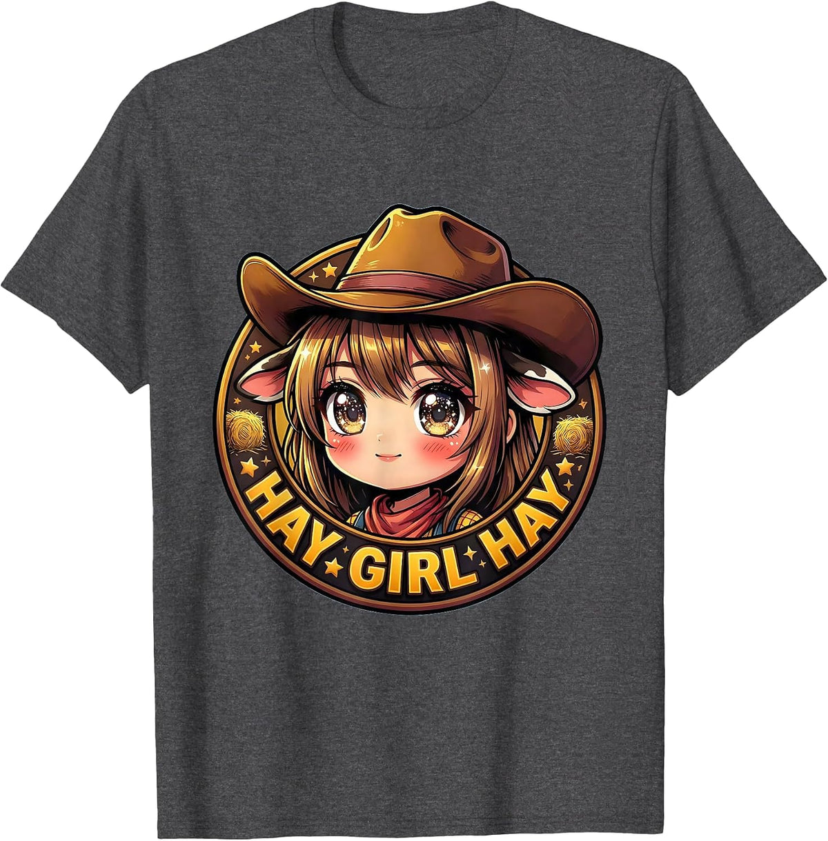 Men's Hay Girl Hay Cowgirl Western Design T-Shirt - Dark Heather Grey