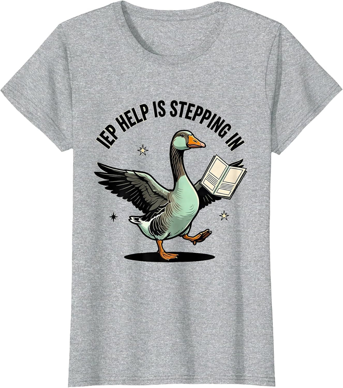 IEP Help Is Stepping In Bold Silly Goose Special Education T-Shirt - Heather Grey