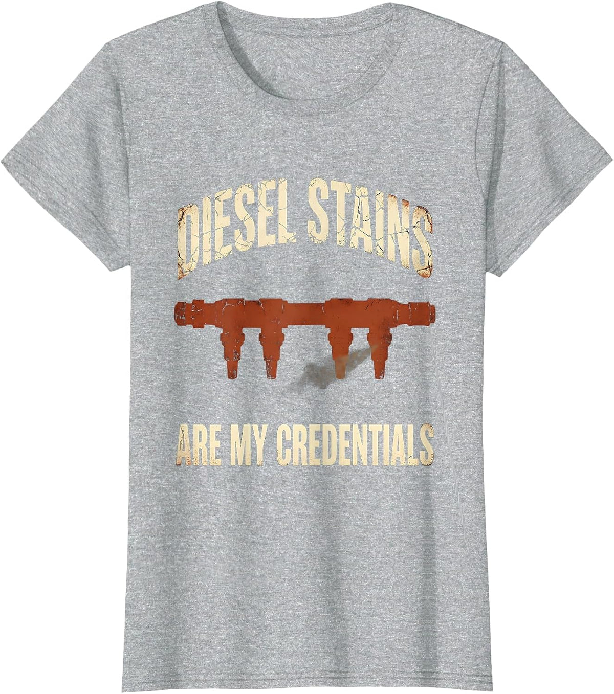 Diesel Stains Are My Credentials Funny Diesel Mechanic Gift T-Shirt - Heather Grey