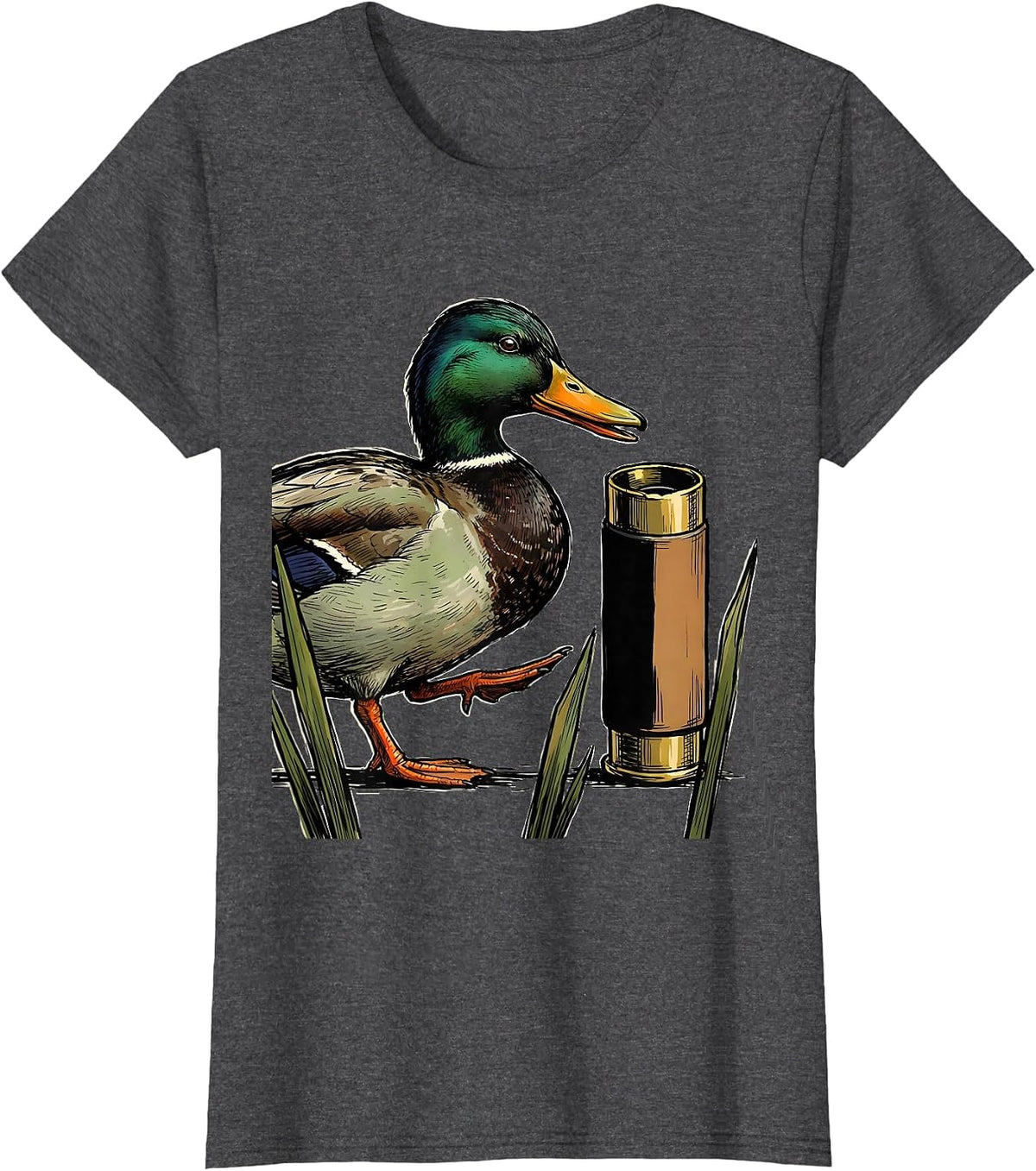 Women's Mallard Duck Hunting Humor Gift for Dads T-Shirt - Dark Heather Grey