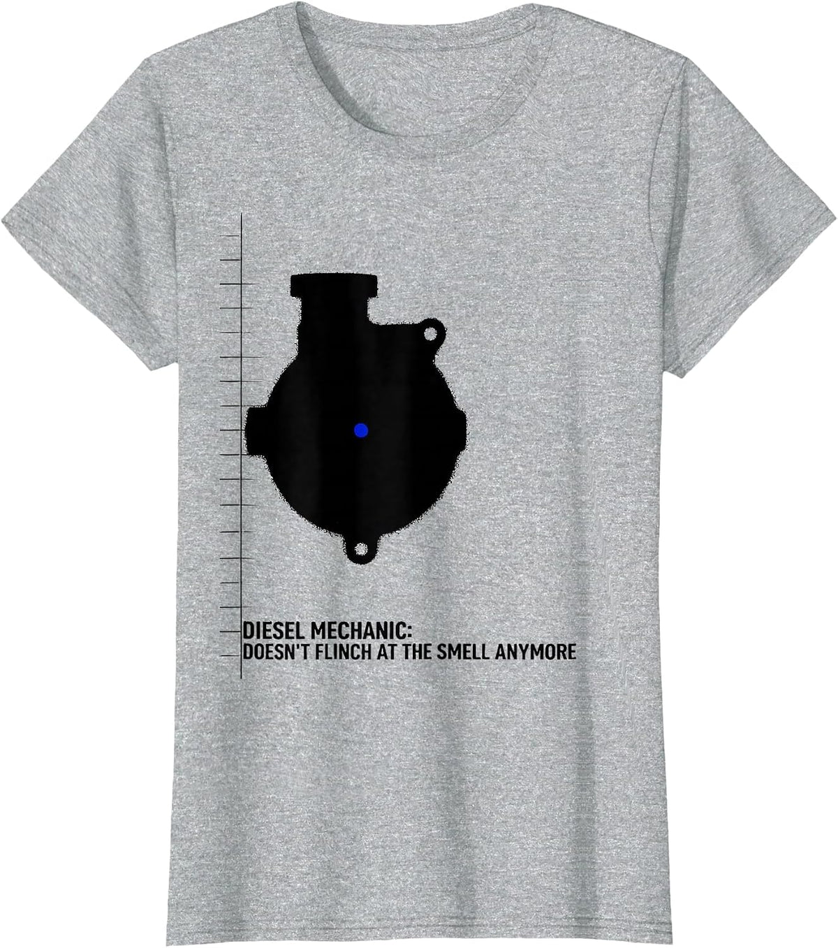 Diesel Mechanic: Doesn't Flinch At The Smell Anymore Funny T-Shirt - Heather Grey