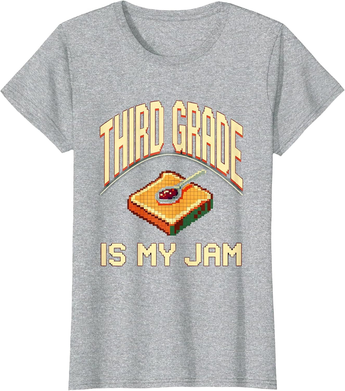 Third Grade Is My Jam Retro Pixel Art Teacher Student T-Shirt - Heather Grey