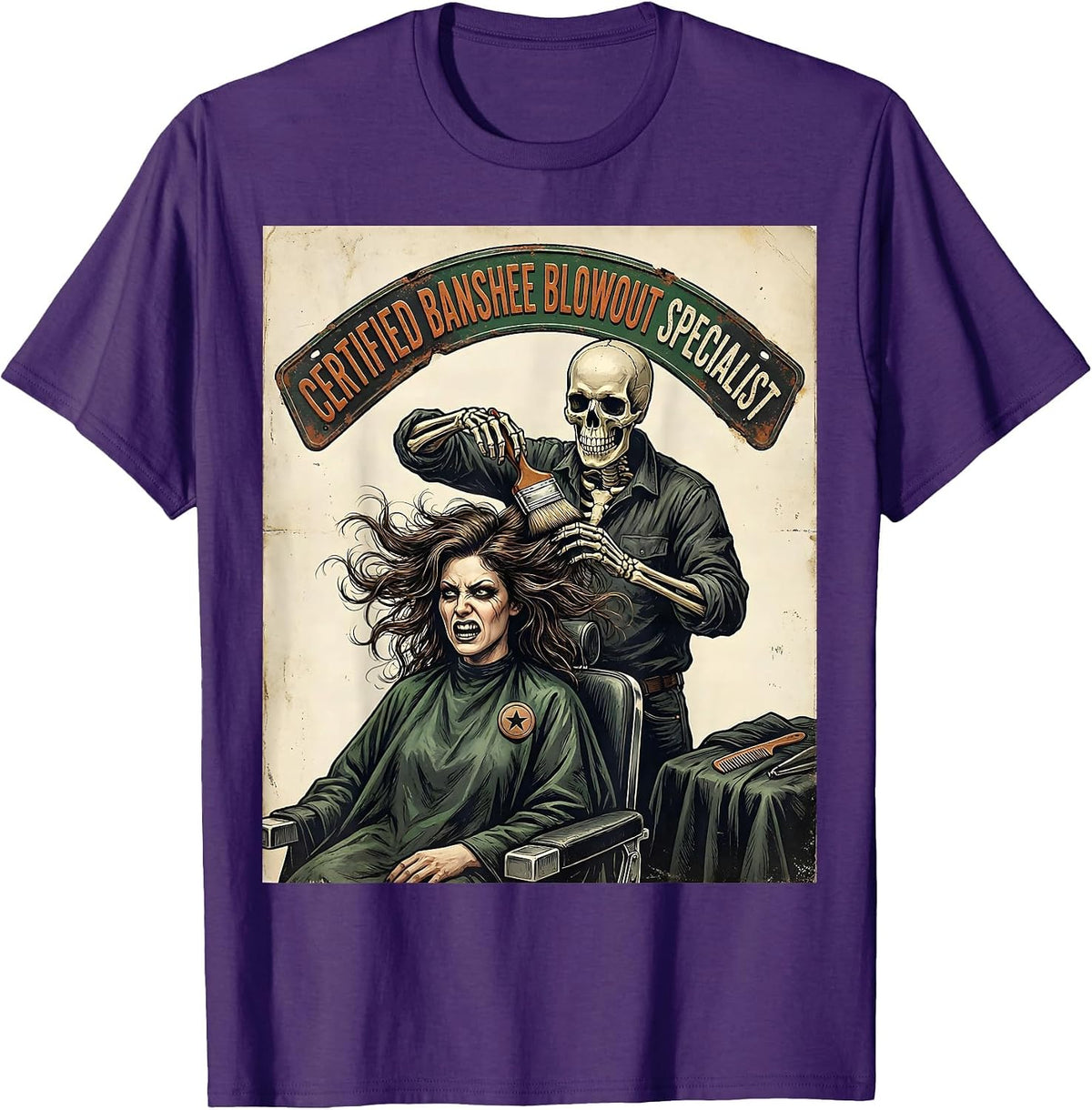 Certified Banshee Blowout Specialist Vintage Skeleton T-Shirt - Purple