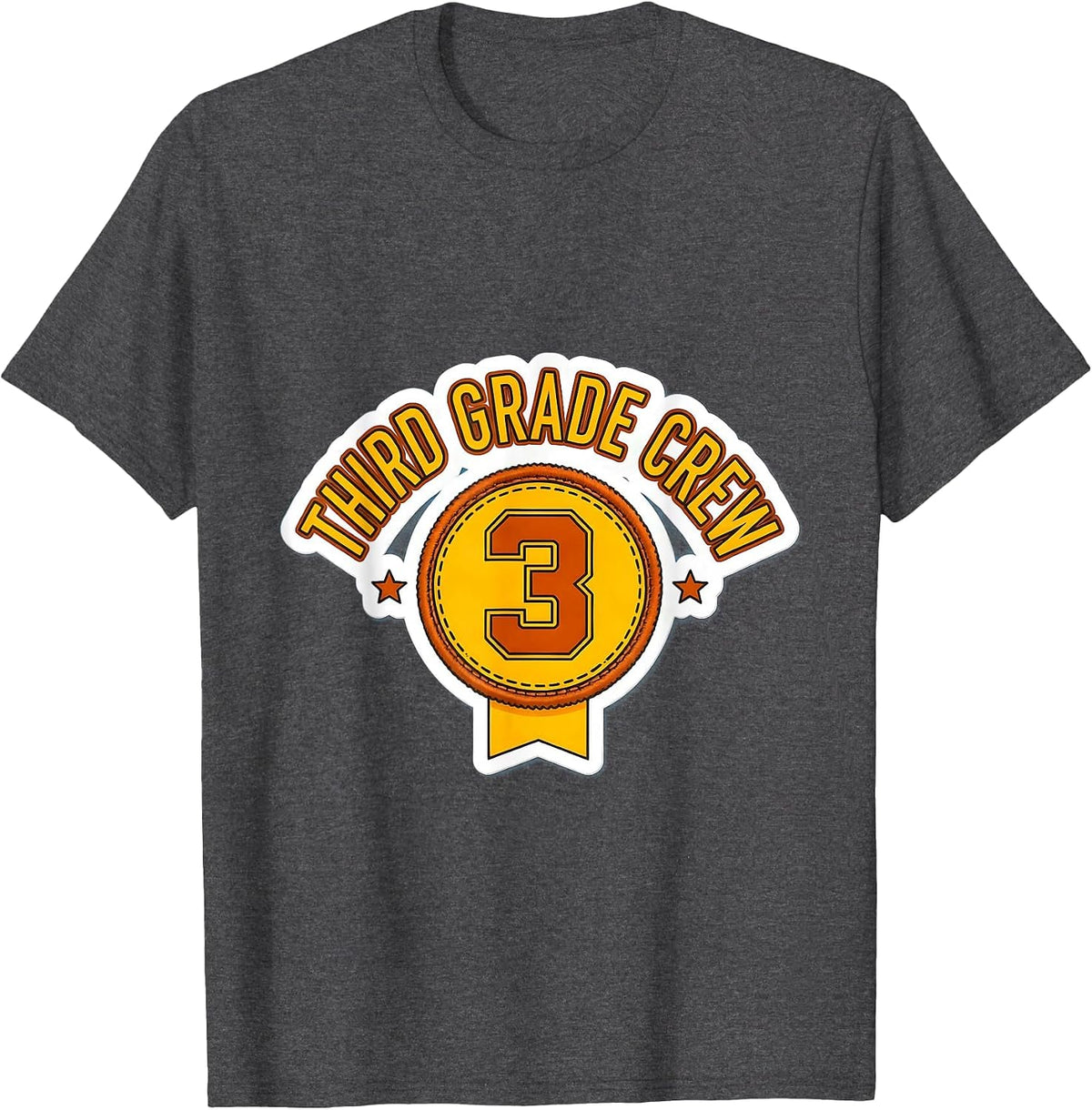 Men's Third Grade Crew Playful Back To School Teacher Student T-Shirt - Dark Heather Grey
