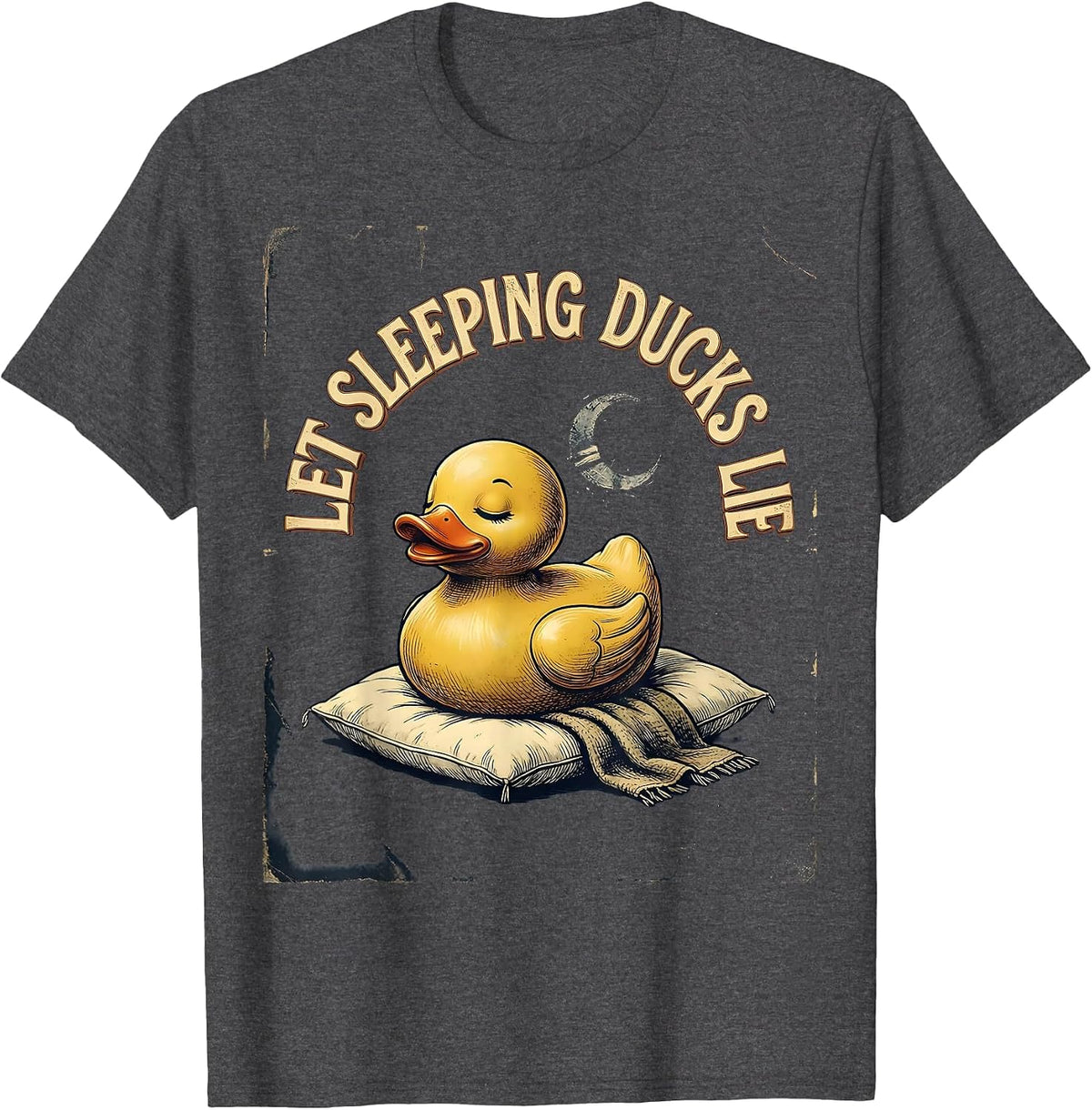 Let Sleeping Ducks Lie Vintage Funny Duck Novelty Gift T-Shirt - Dark Heather Grey