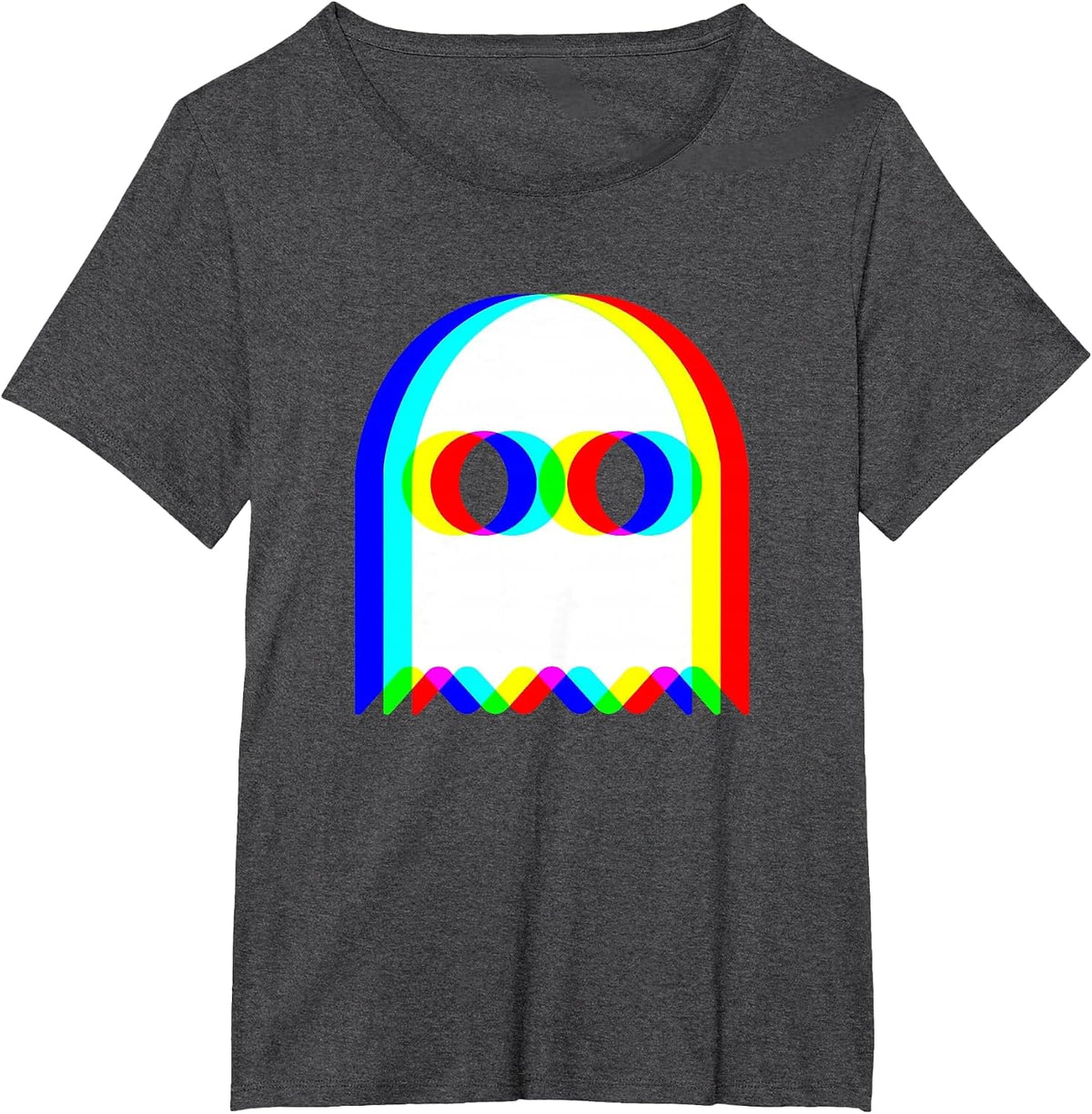 Funny Ghost Trippy Vaporwave Halloween Techno Rave EDM Party T-Shirt - Dark Heather Grey