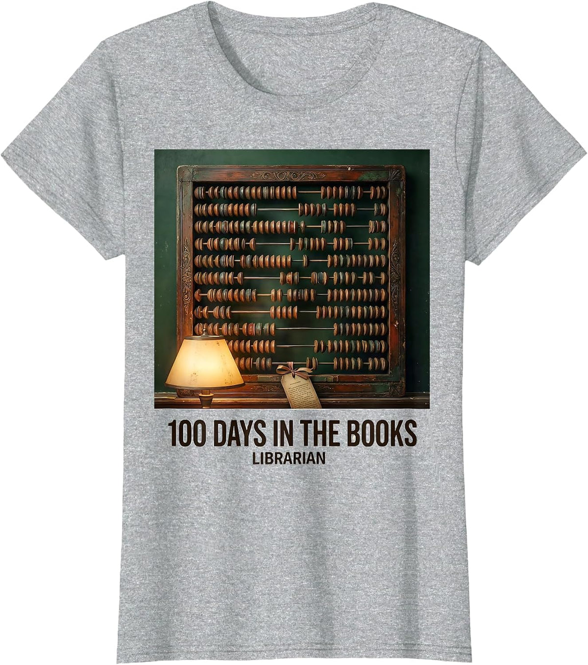 100 Days In The Books Librarian Vintage Reading Teacher T-Shirt - Heather Grey