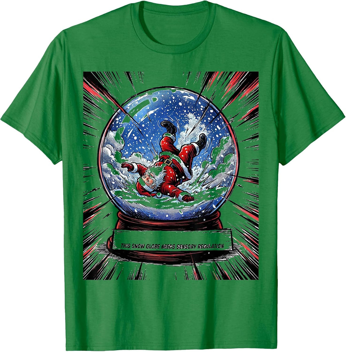Men's This Snow Globe Needs Sensory Regulation Groovy T-Shirt - Kelly Green