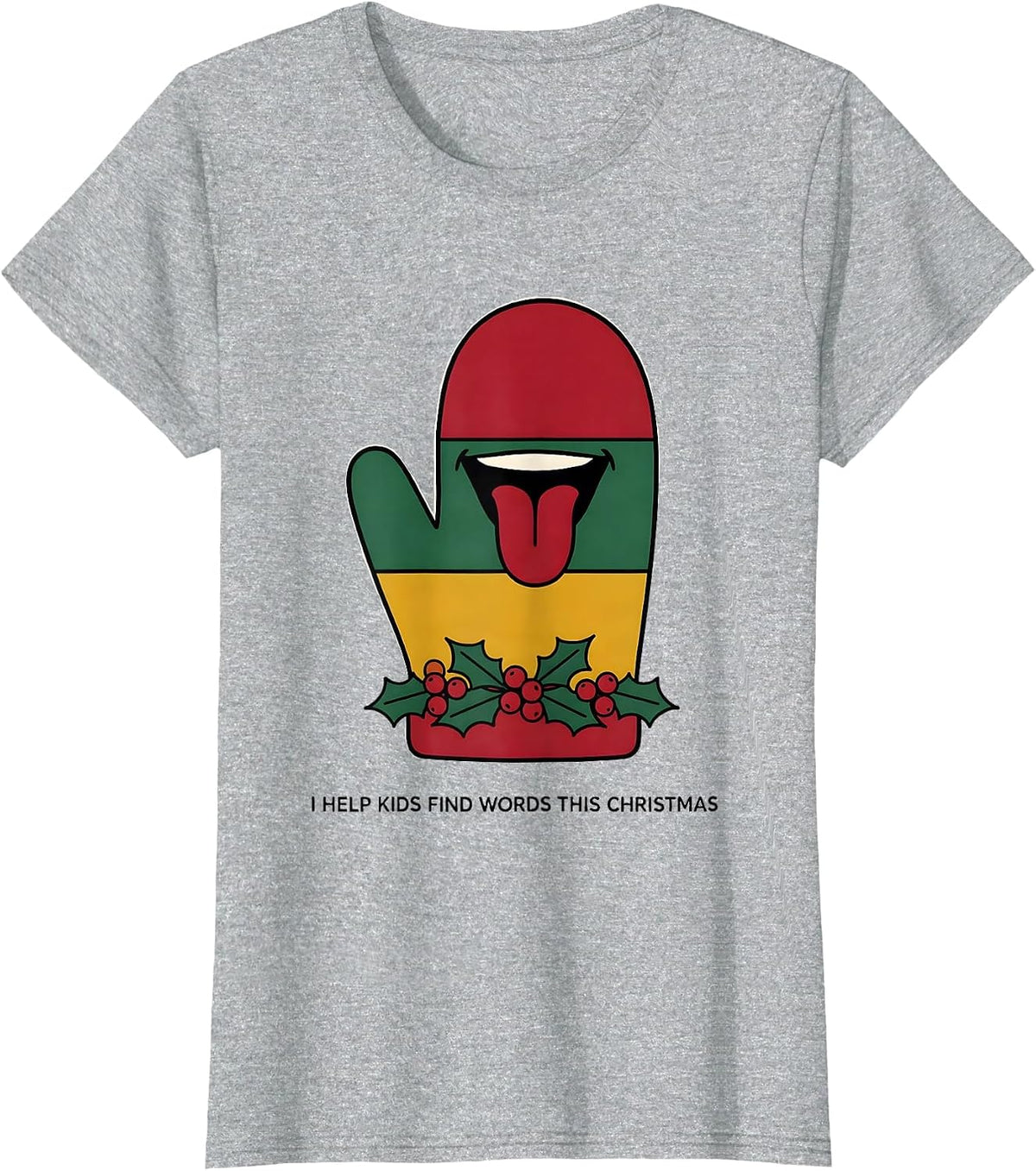 Women's I Help Kids Find Words This Christmas Retro Speech Therapist T-Shirt - Heather Grey