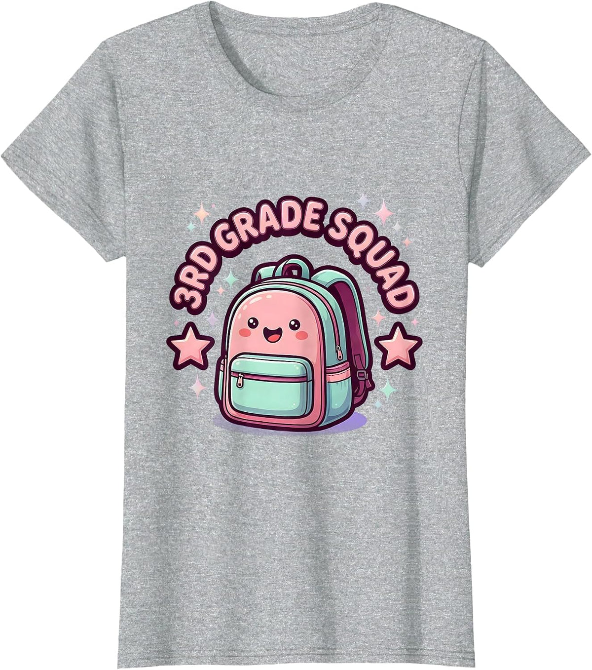 Women's 3rd Grade Squad Cute Kawaii Teacher Student Back To School T-Shirt - Heather Grey