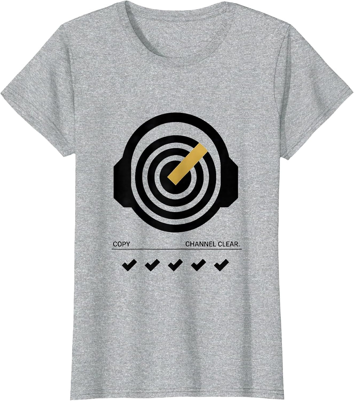 Copy Channel Clear Geometric Thin Gold Line 911 Dispatcher T-Shirt - Heather Grey