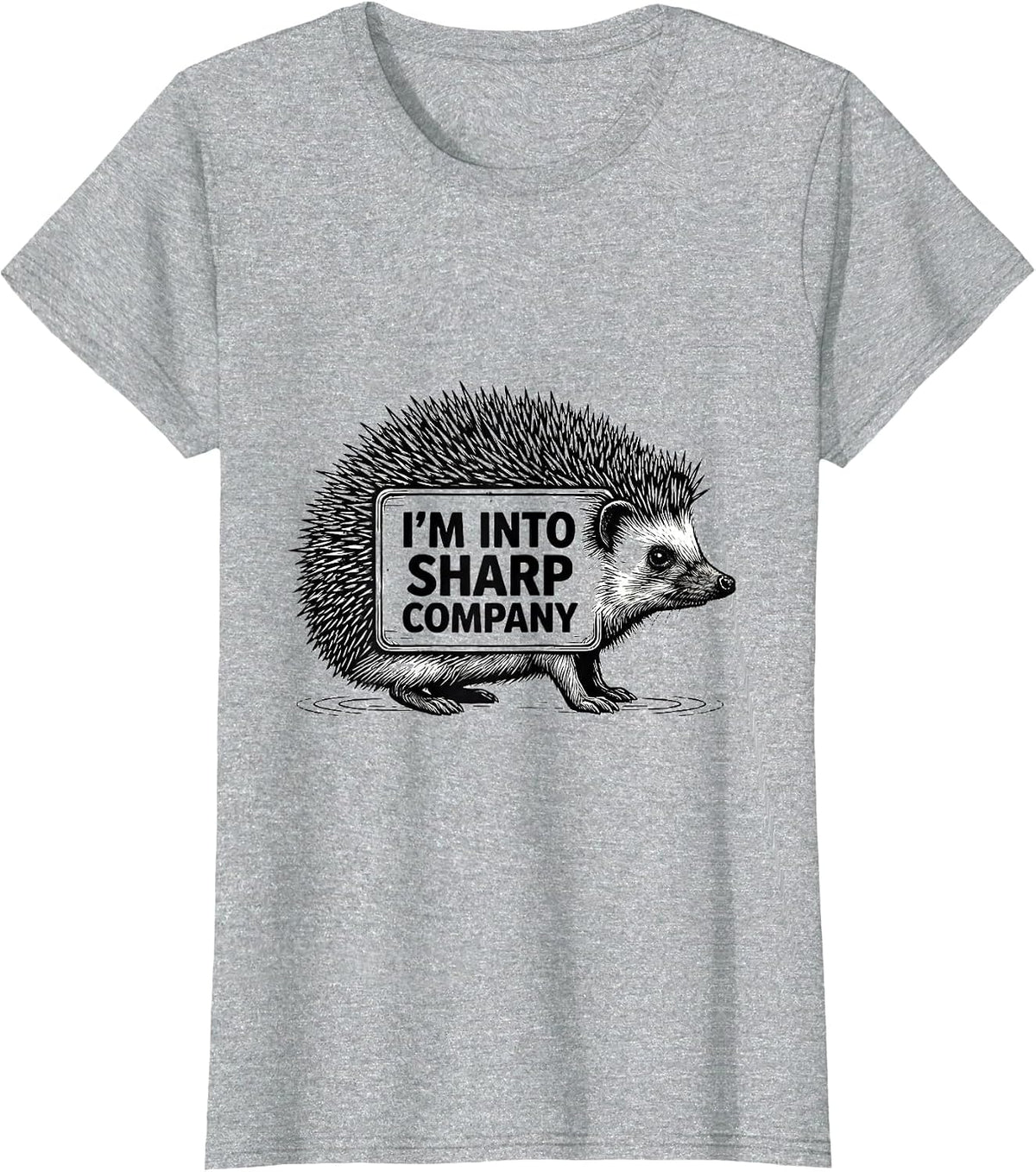 Women's I’m Into Sharp Company Cute Hedgehog Novelty Humor Gift T-Shirt - Heather Grey