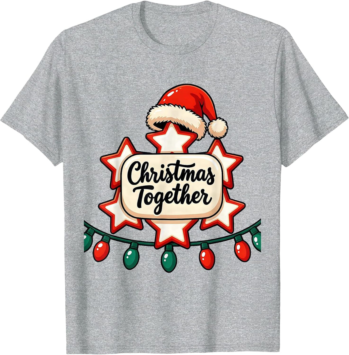 Men's Christmas Together Festive Holiday Family Matching Santa Hat T-Shirt - Heather Grey