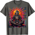 Aged Samurai Warrior Meditating at Sunrise T-Shirt - Asphalt Grey