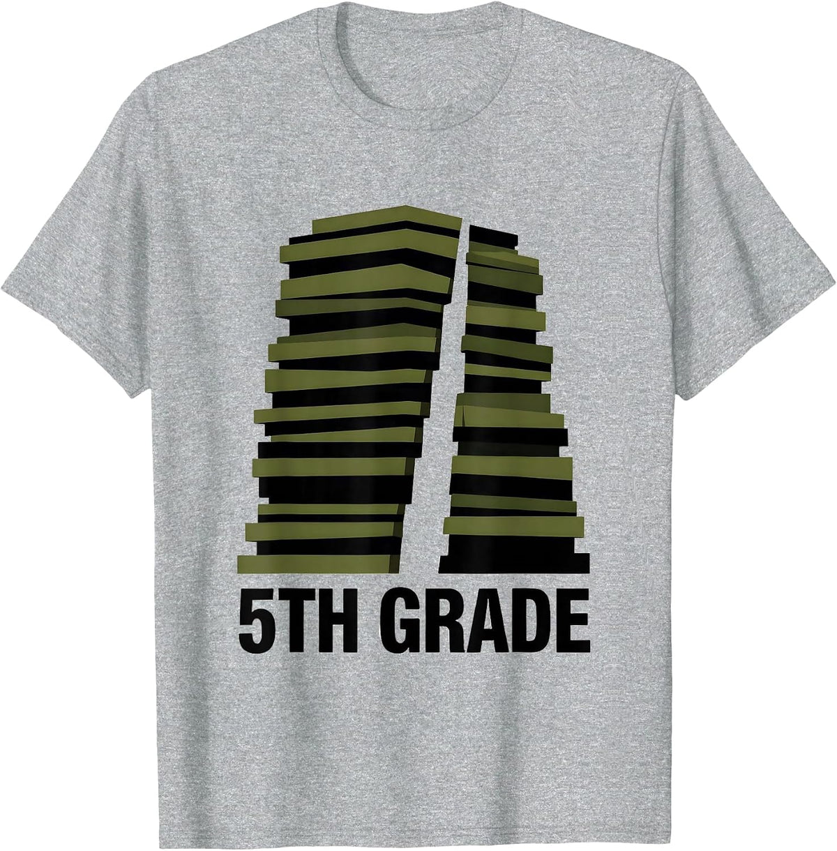 Men's 5th Grade Oversized Stepped Camo Back To School Boys T-Shirt - Heather Grey