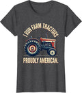 Women's I Run Farm Tractors, Proudly American Funny Farmer Tractor T-Shirt - Dark Heather Grey