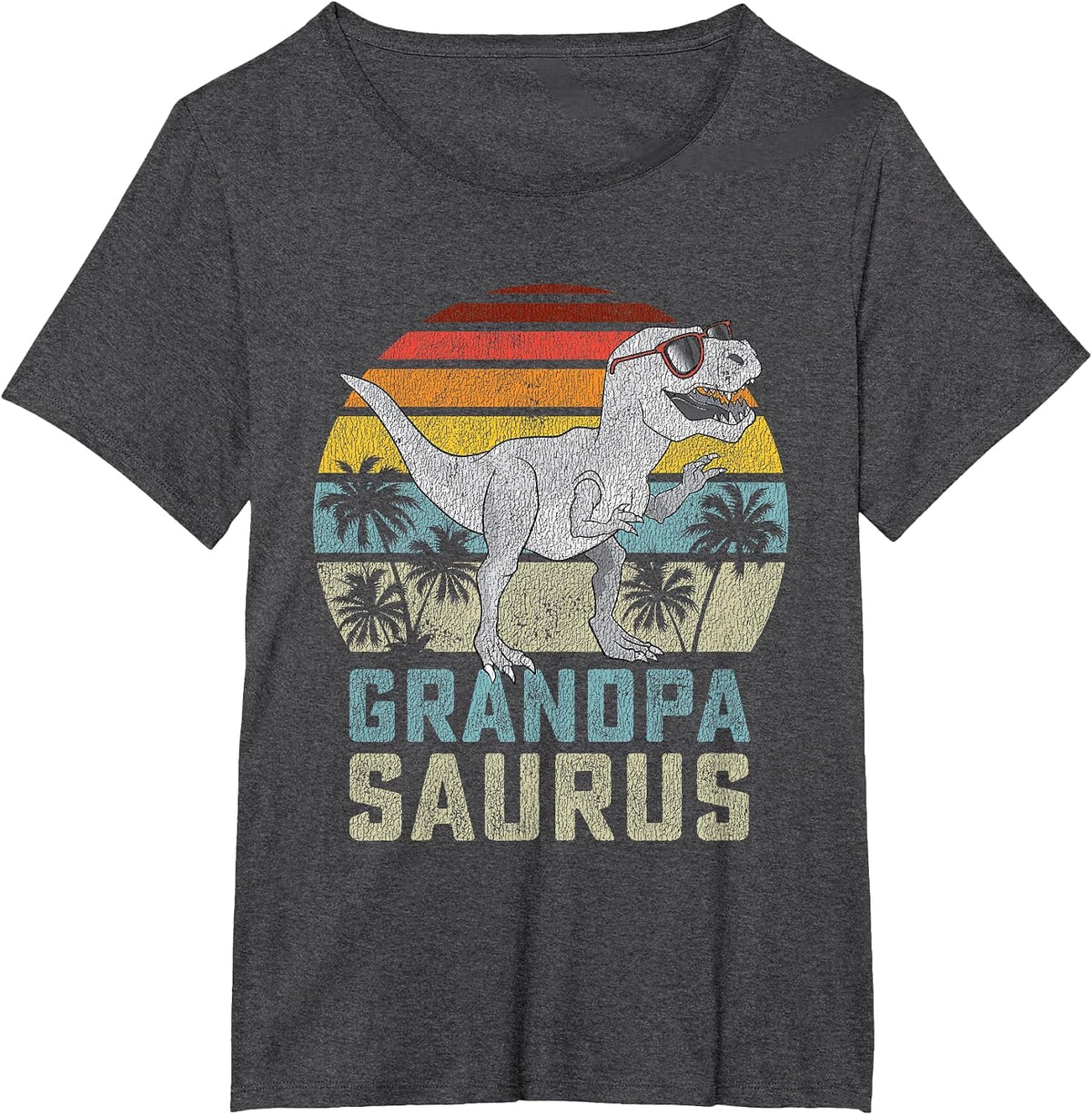 Grandpasaurus T Rex Dinosaur Grandpa Saurus Family Matching T-Shirt - Dark Heather Grey