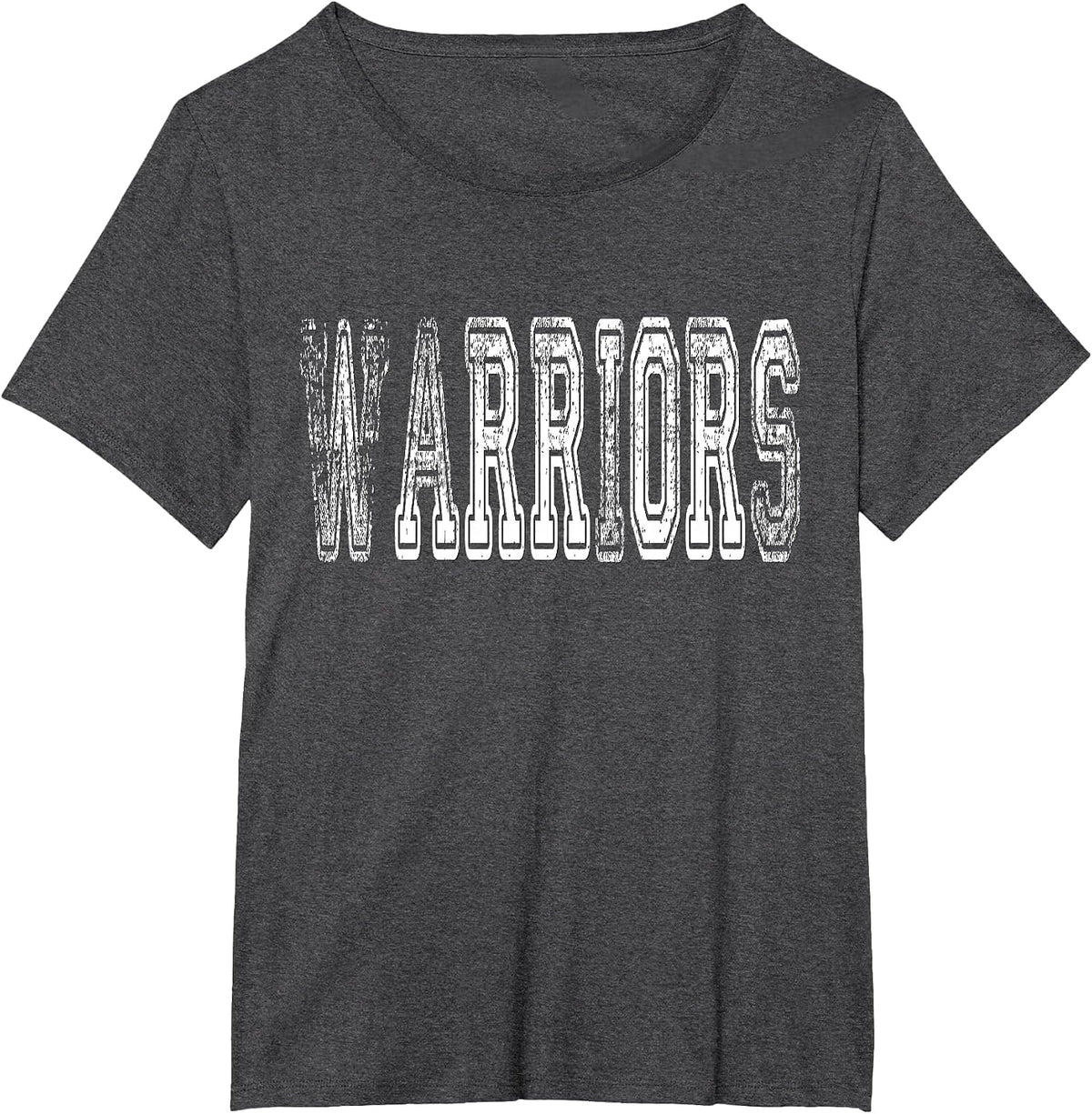 Warriors Mascot Distressed Vintage School Sports Name Fan T-Shirt - Dark Heather Grey