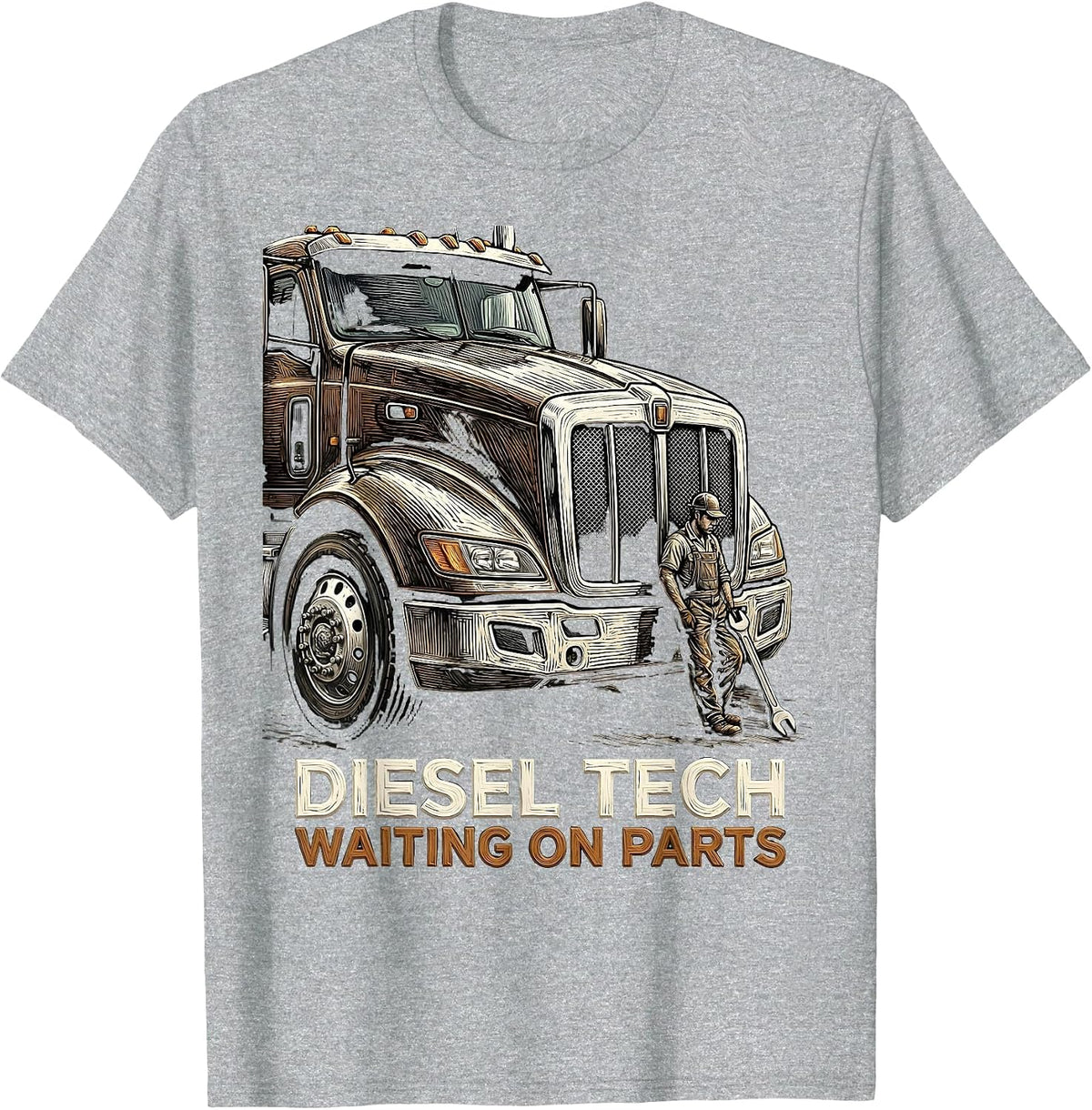 Men's Diesel Tech Waiting On Parts Funny Auto Mechanic Men Gift T-Shirt - Heather Grey