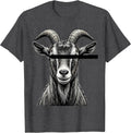 Men's Goat with Sunglasses Line Art Funny Animal Lover T-Shirt - Dark Heather Grey