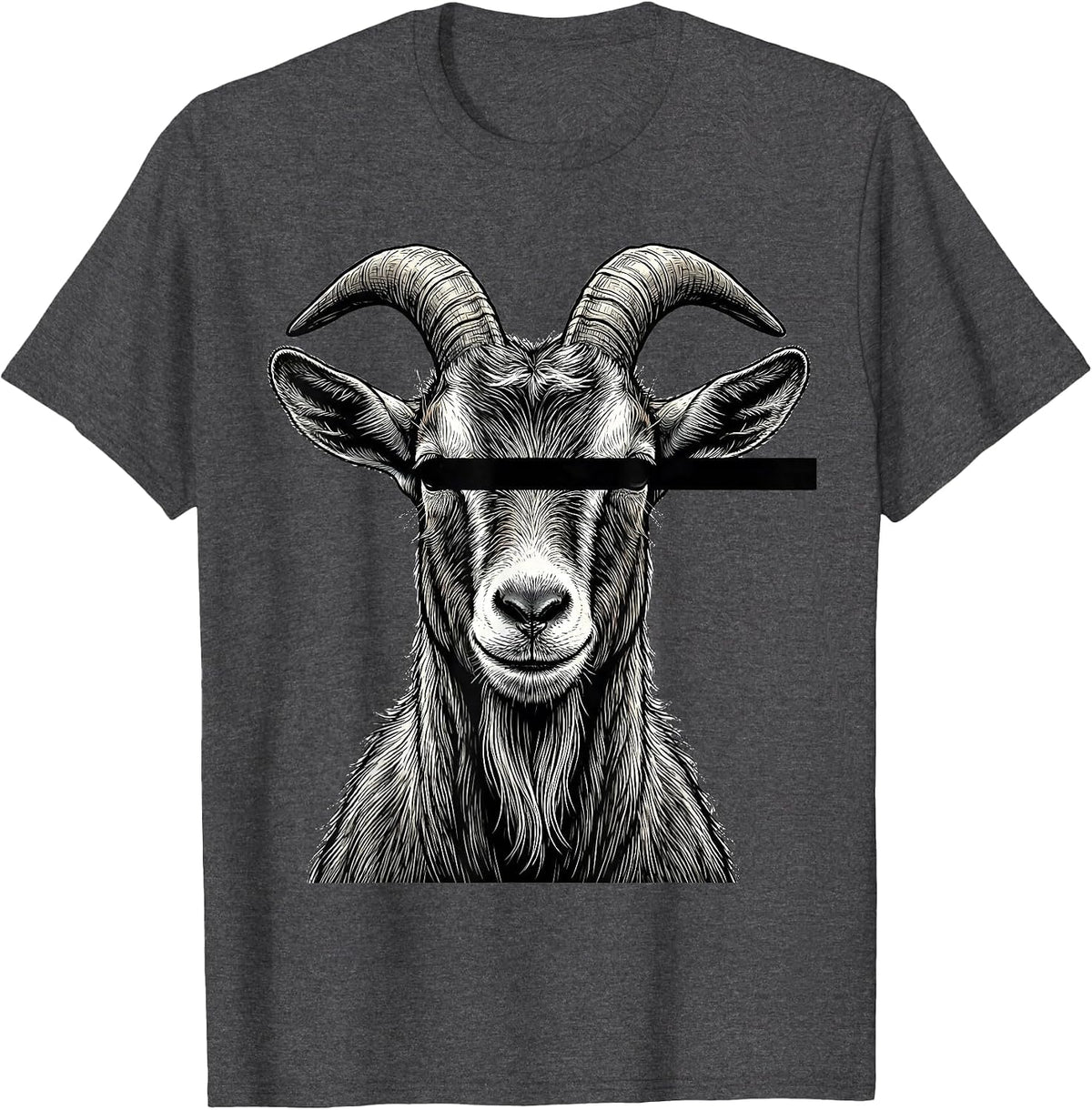 Men's Goat with Sunglasses Line Art Funny Animal Lover T-Shirt - Dark Heather Grey