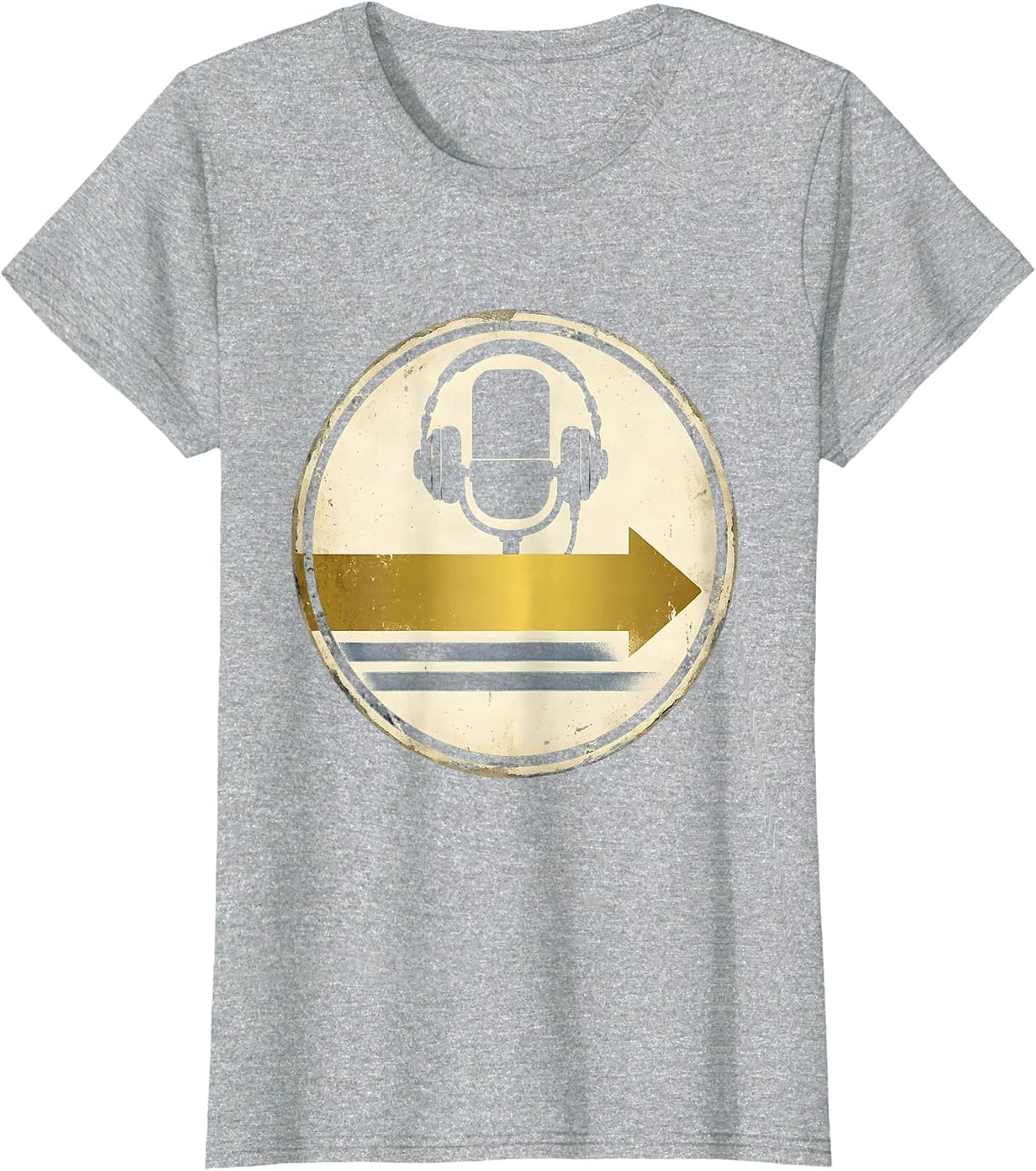 Thin Gold Line Boom Mic 911 Dispatcher Vintage Tribute T-Shirt - Heather Grey