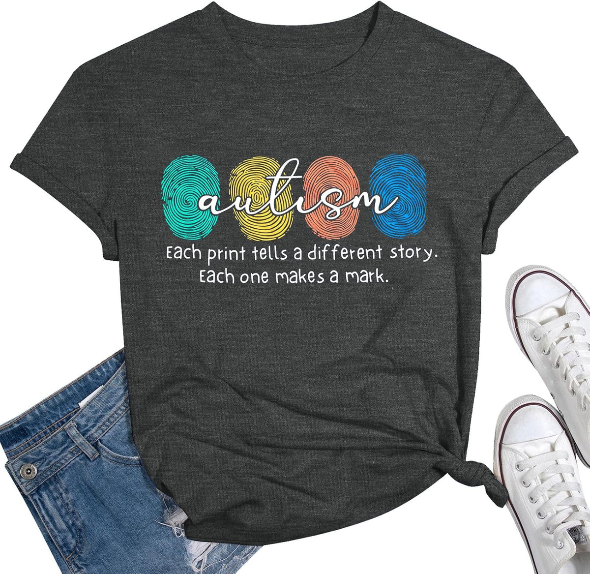 Autism Awareness Shirt Women Autism Acceptance Shirts Mental Health tee Casual Inspirational Short Sleeve Tops - Gray