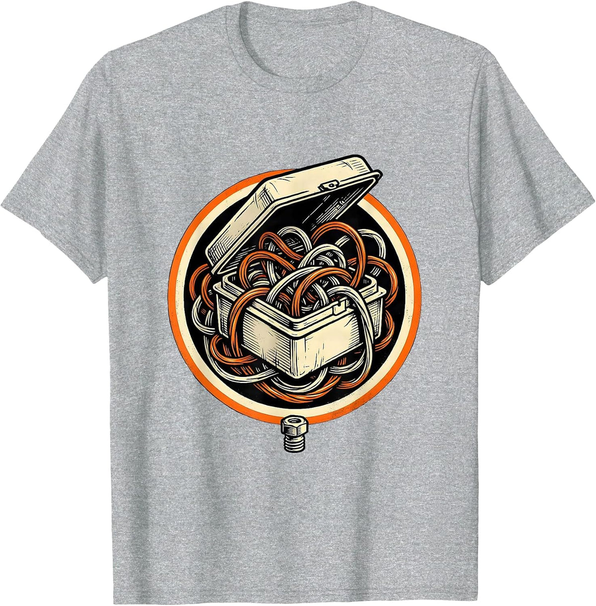 Men's Overstuffed Junction Box Tradesman Electrician Humor T-Shirt - Heather Grey