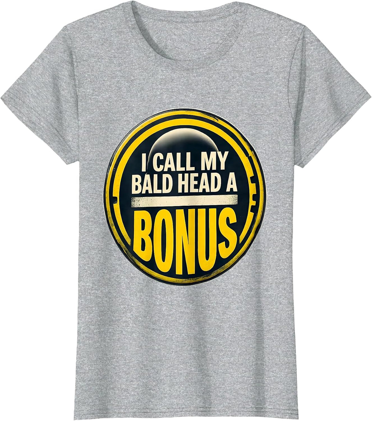 I Call My Bald Head A Bonus Funny Bald Men Dad Humor T-Shirt - Heather Grey