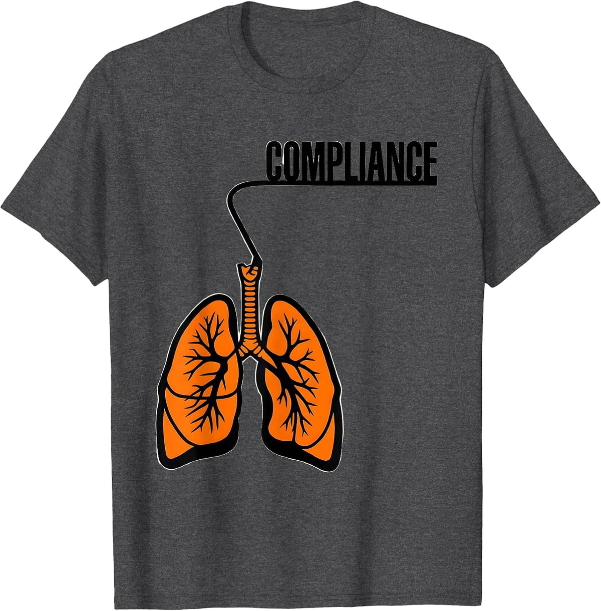 Men's Compliance Stencil Graphic Respiratory Therapist RT T-Shirt - Dark Heather Grey