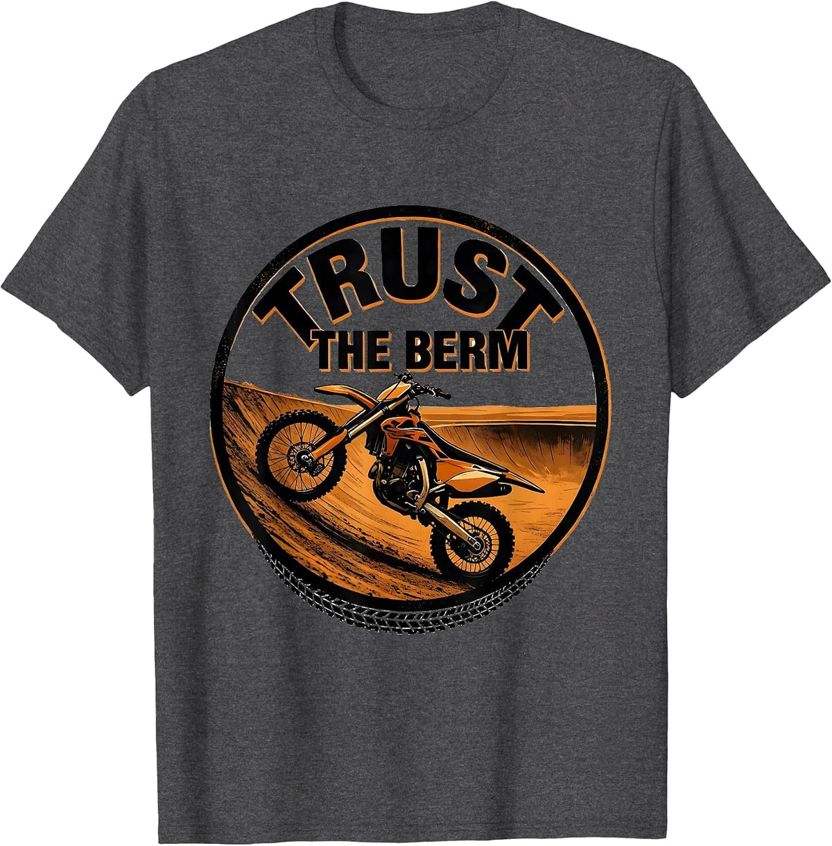 Men's Trust The Berm Screenprint Poster Dirt Bike Biker T-Shirt - Dark Heather Grey