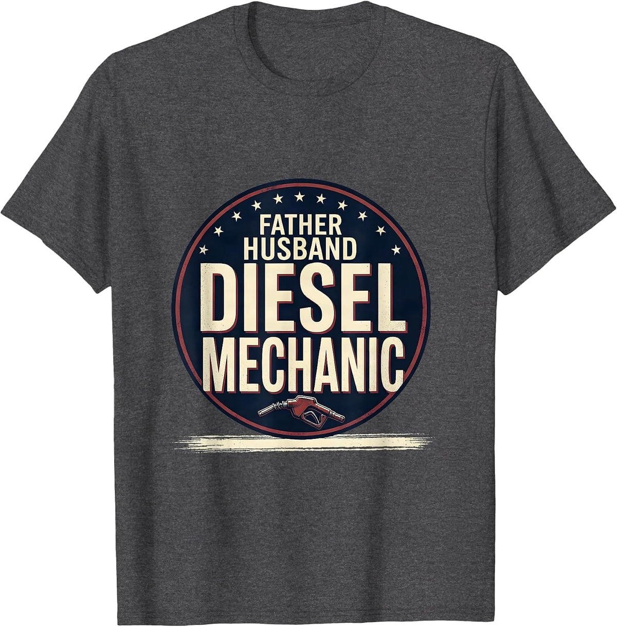 Father Husband Diesel Mechanic Patriotic Mechanic Gift T-Shirt - Dark Heather Grey
