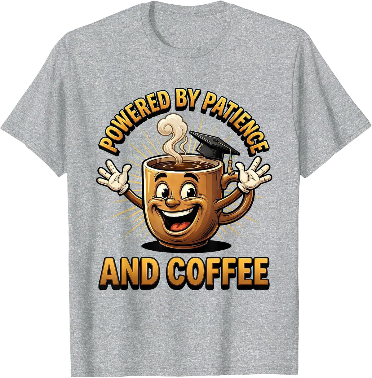 Men's Powered by Patience and Coffee Sped Teacher T-Shirt - Heather Grey