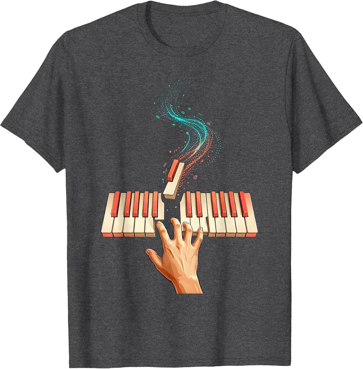 Piano Keyboard Funny Pianist Gift Idea Music Lover T-Shirt - Dark Heather Grey