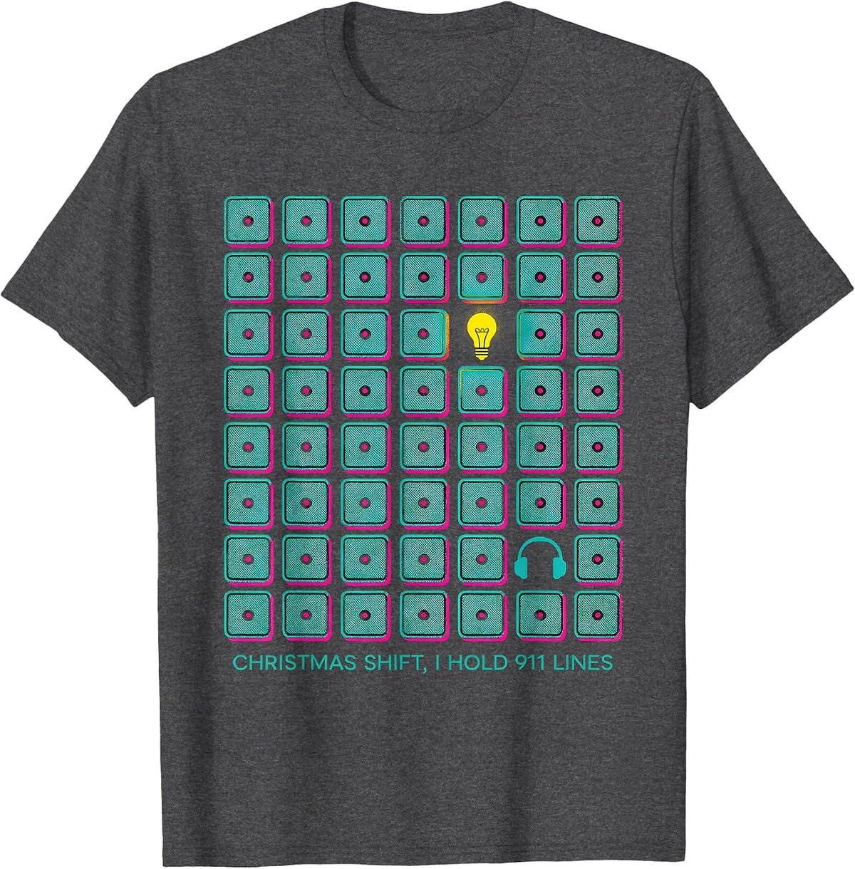 Men's Christmas Shift I Hold 911 Lines Funny 911 Dispatcher T-Shirt - Dark Heather Grey