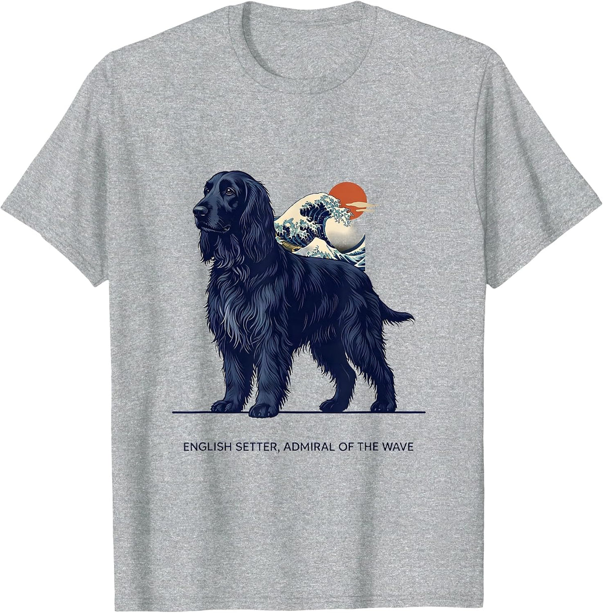 Men's English Setter Admiral of the Wave Editorial Conceptual Dog T-Shirt - Heather Grey