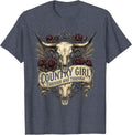 Country Girl Through and Through Proud Design T-Shirt - Heather Blue