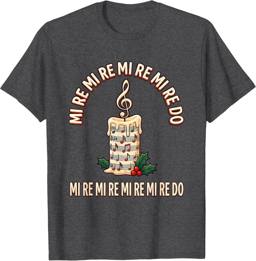 Men's Mi Re Mi Re Mi Re Mi Re Do Cartoon Music Teacher Christmas T-Shirt - Dark Heather Grey