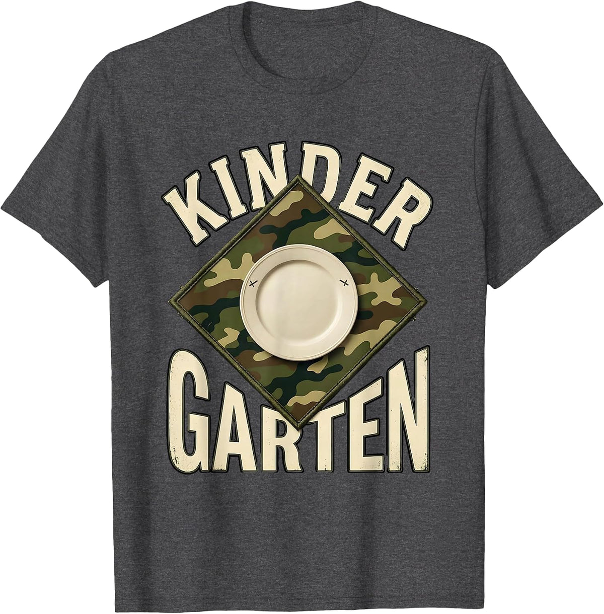 Kindergarten Vintage Camo Back To School Boys Teacher T-Shirt - Dark Heather Grey