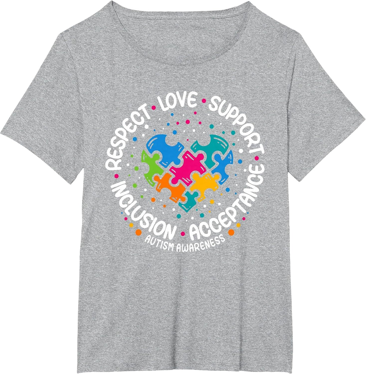 Autism Awareness Respect Love Support Blue Autism T-Shirt - Heather Grey