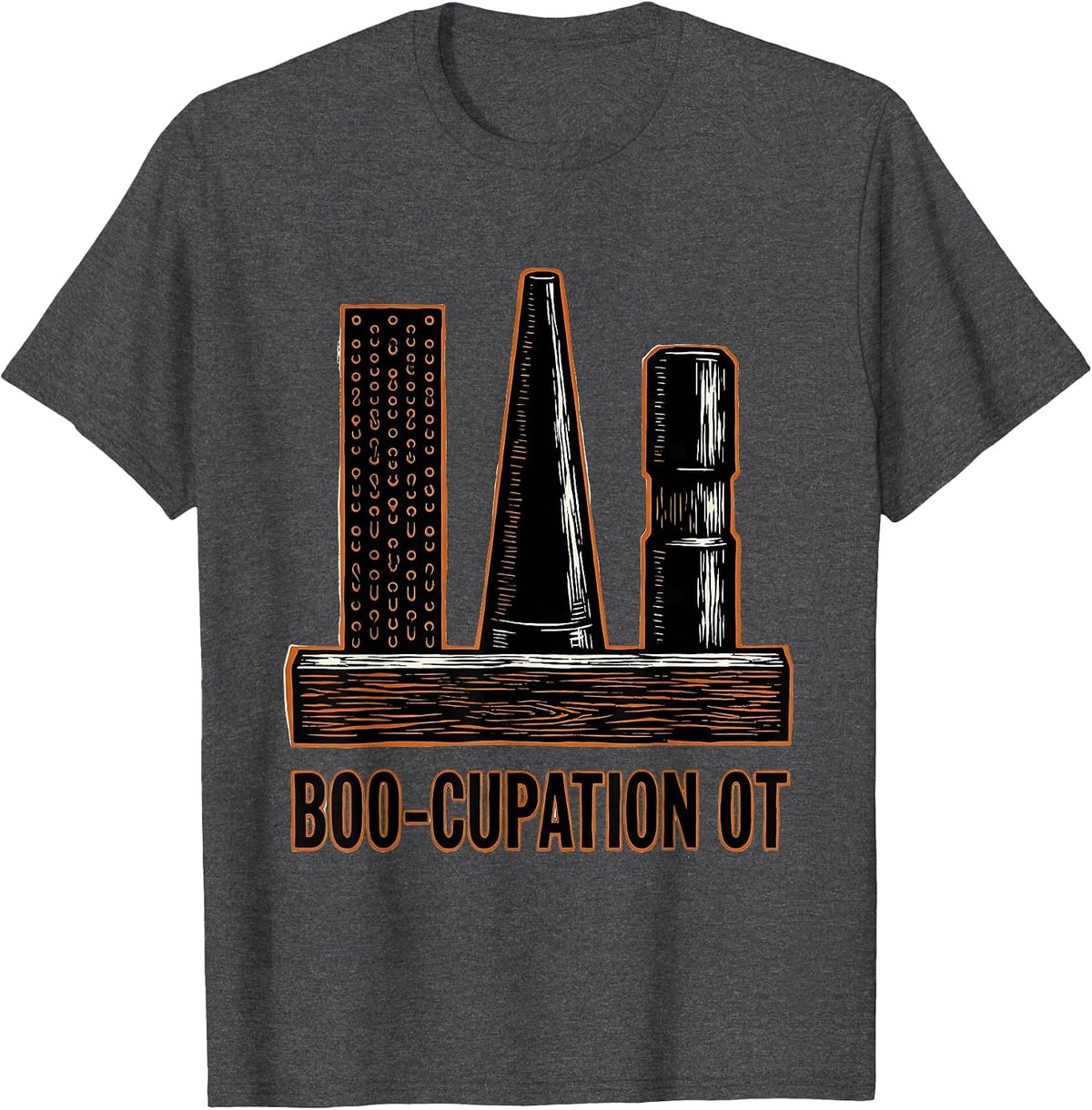 Boo-cupation OT Occupational Therapy Halloween Humor T-Shirt - Dark Heather Grey
