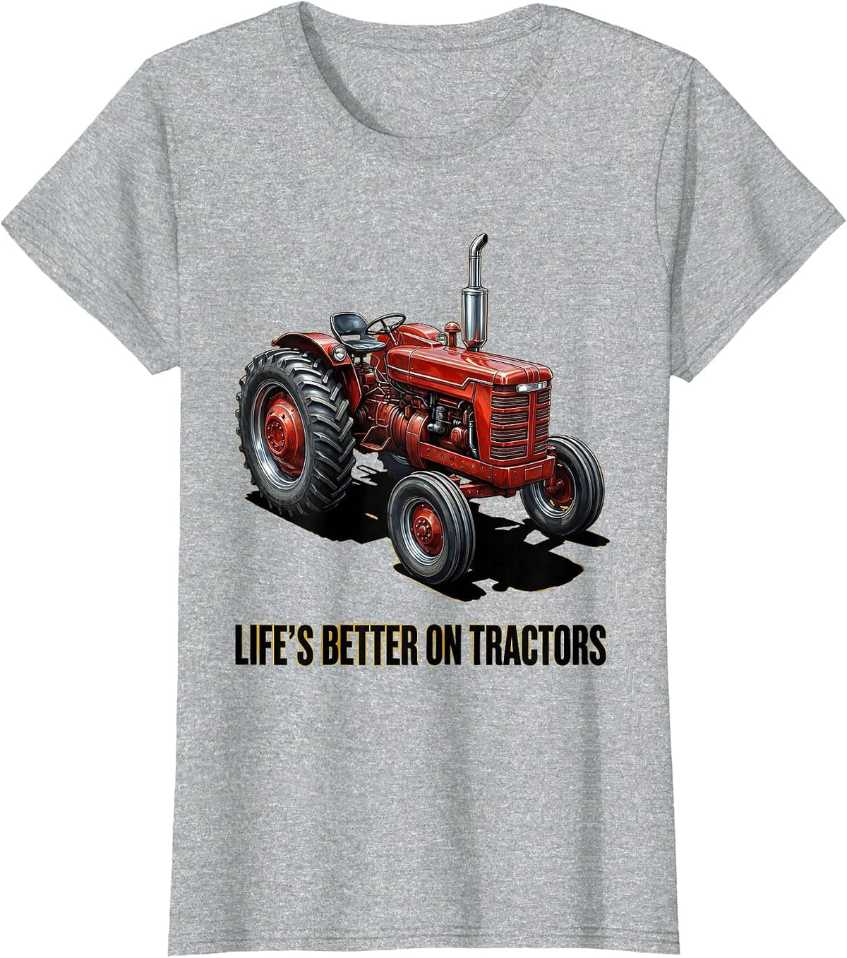 Life's Better On Tractors Farming Design T-Shirt - Heather Grey
