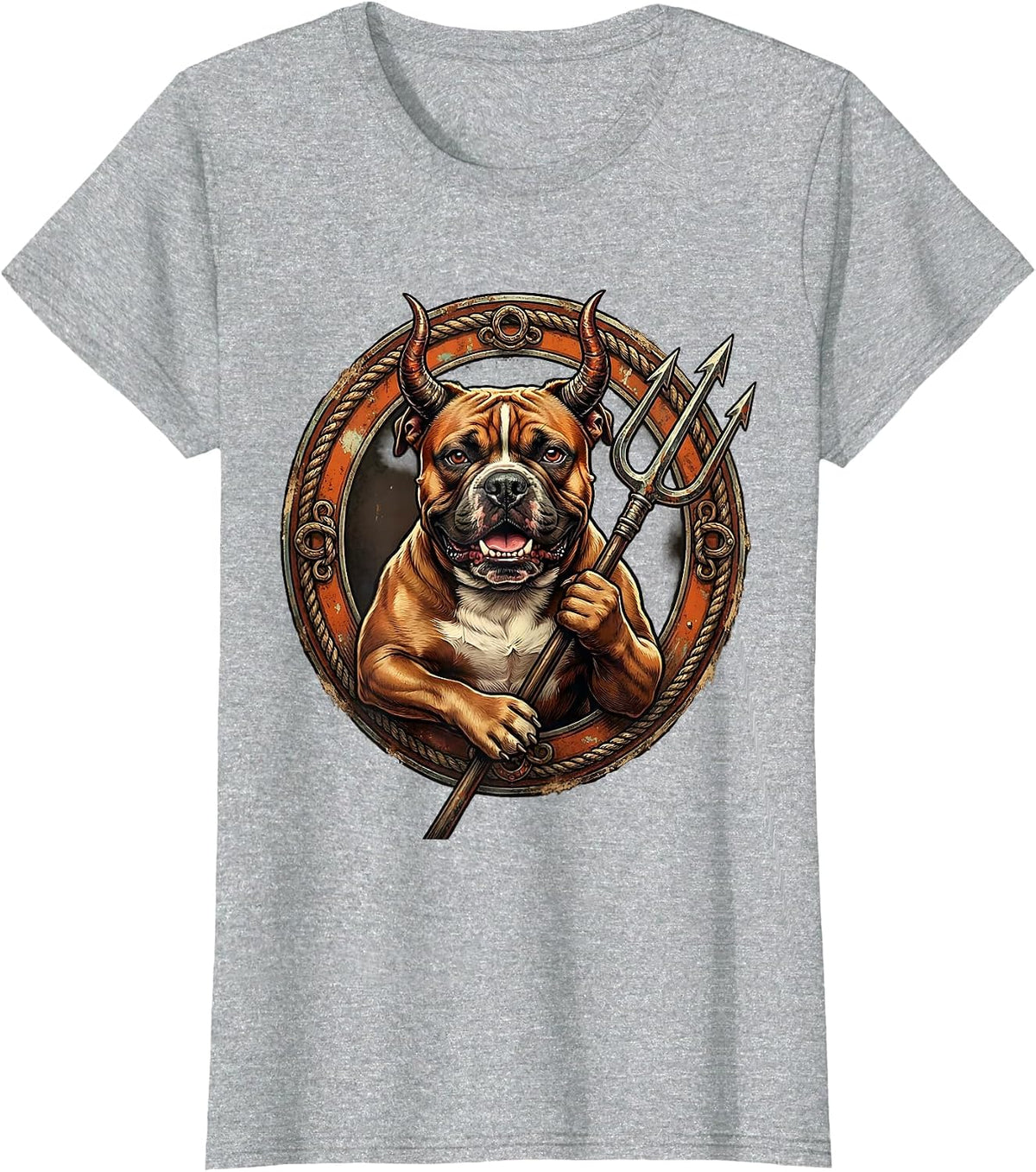 Women's Pitbull Devil Halloween Costume Graphic Tee T-Shirt - Heather Grey