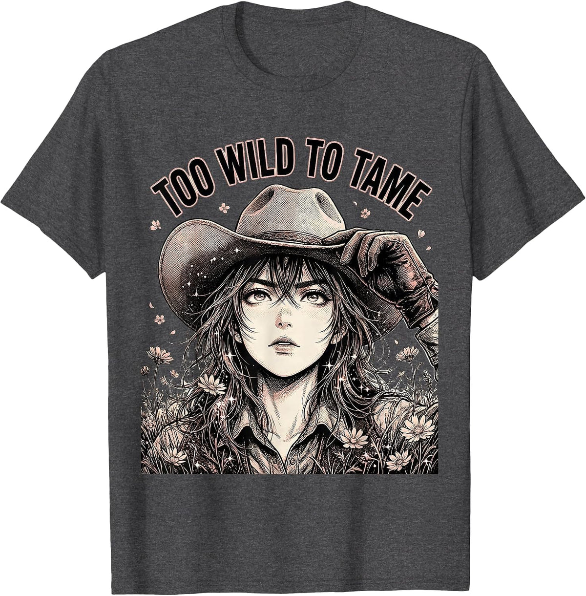 Men's Too Wild To Tame Bold Western Graphic Design T-Shirt - Dark Heather Grey